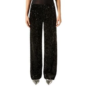Calzedonia Black Sequin Palazzo Pants Size Medium